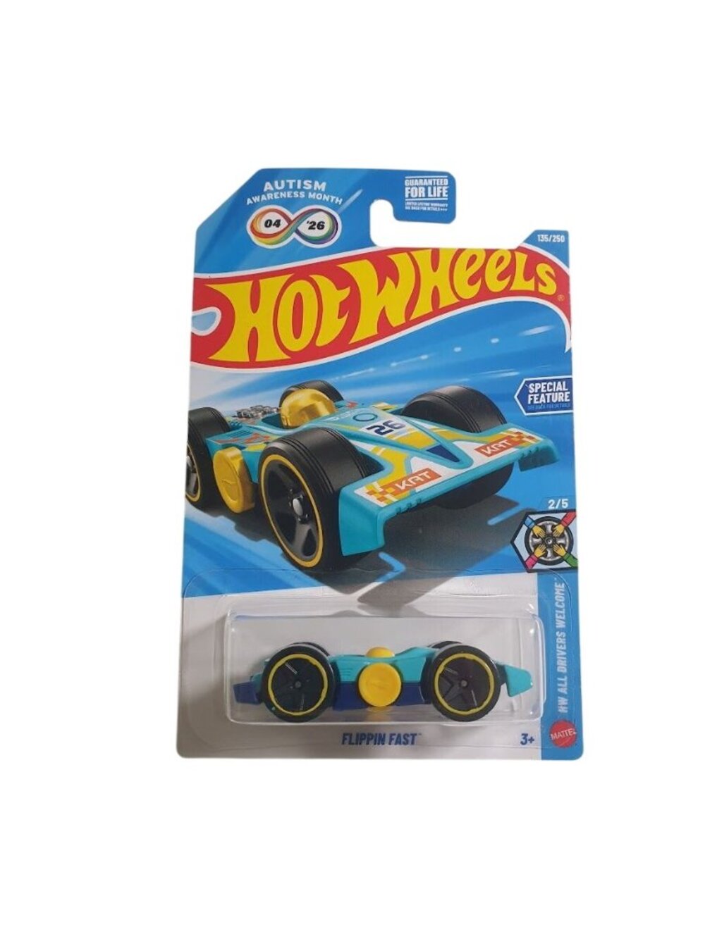 Hot Wheels Flippin Fast Autism Awareness Month Diecast Car Mattel 135 of 250 2/5